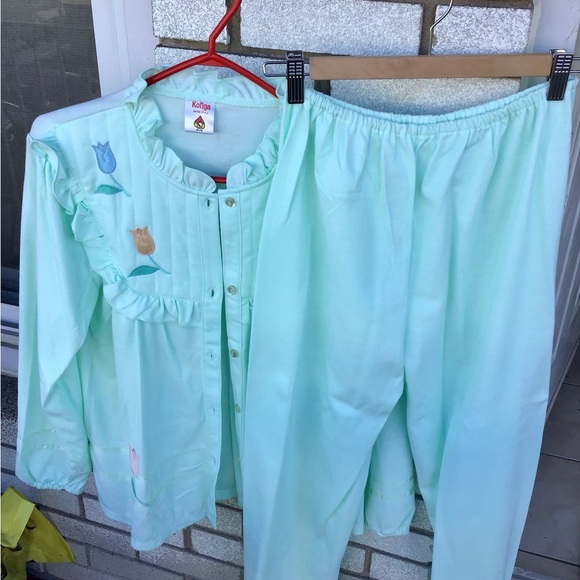 Konga Japan Style cotton flannel pyjamas mint-green size M-L, new without tag. - Picture 6 of 15